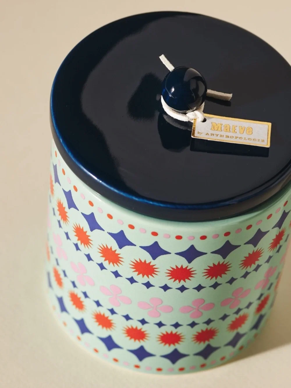 Anthropologie‎ Floral Jasmin Blossom Ceramic candle - Blue Leopard Maeve